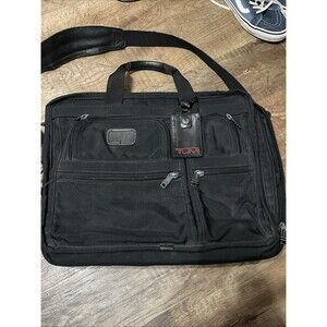 Tumi Bag Alpha Ballistic Nylon Briefcase Black Expandable Travel Well Used